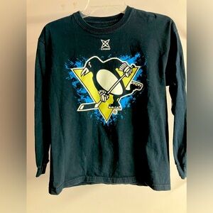 Pittsburgh Penguins T-Shirt, Youth Large, Black, Long Sleeves